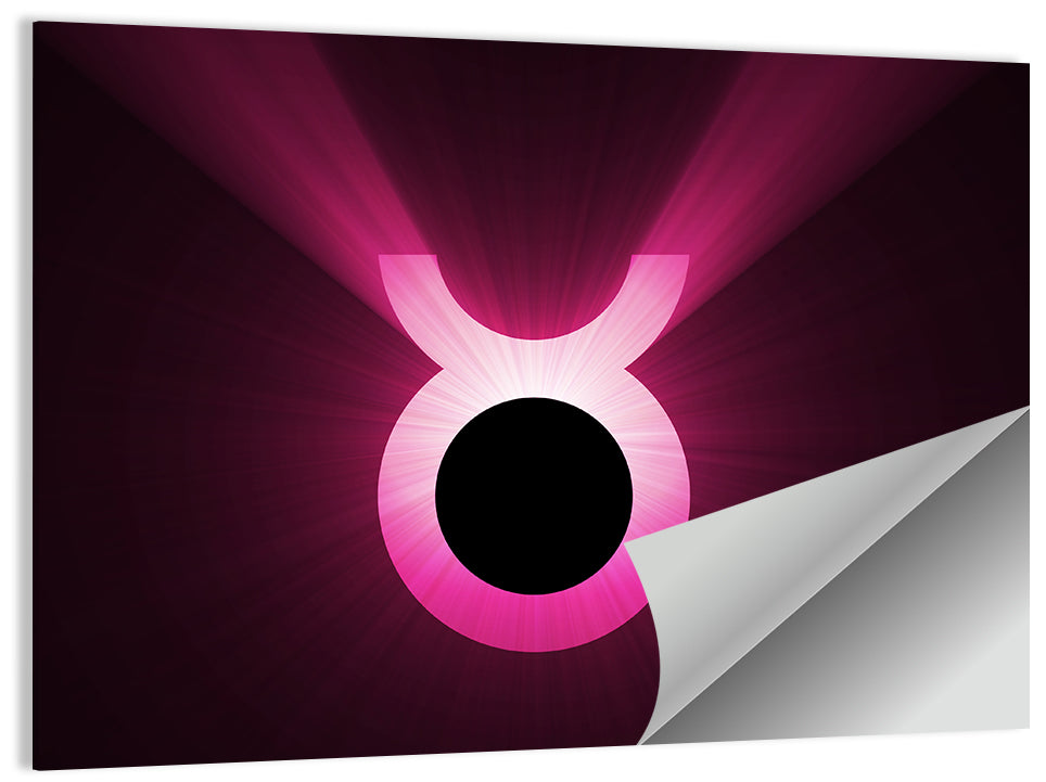 Glowing Pink Taurus Symbol Wall Art