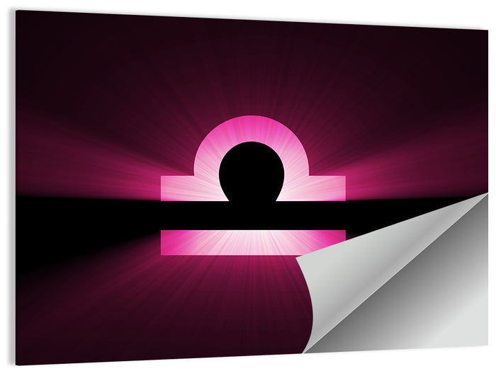 Libra Symbol Neon Glow Wall Art as a poster print