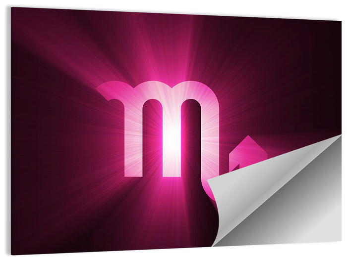 Scorpio Glyph with Magenta Burst Wall Art as a poster print