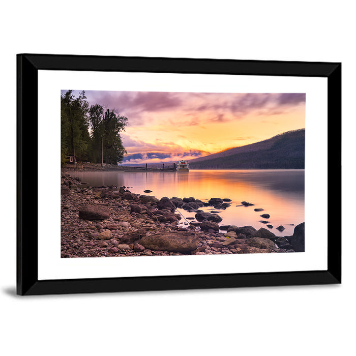 Lake Mcdonald Sunset Reflection Wall Art as a framed print