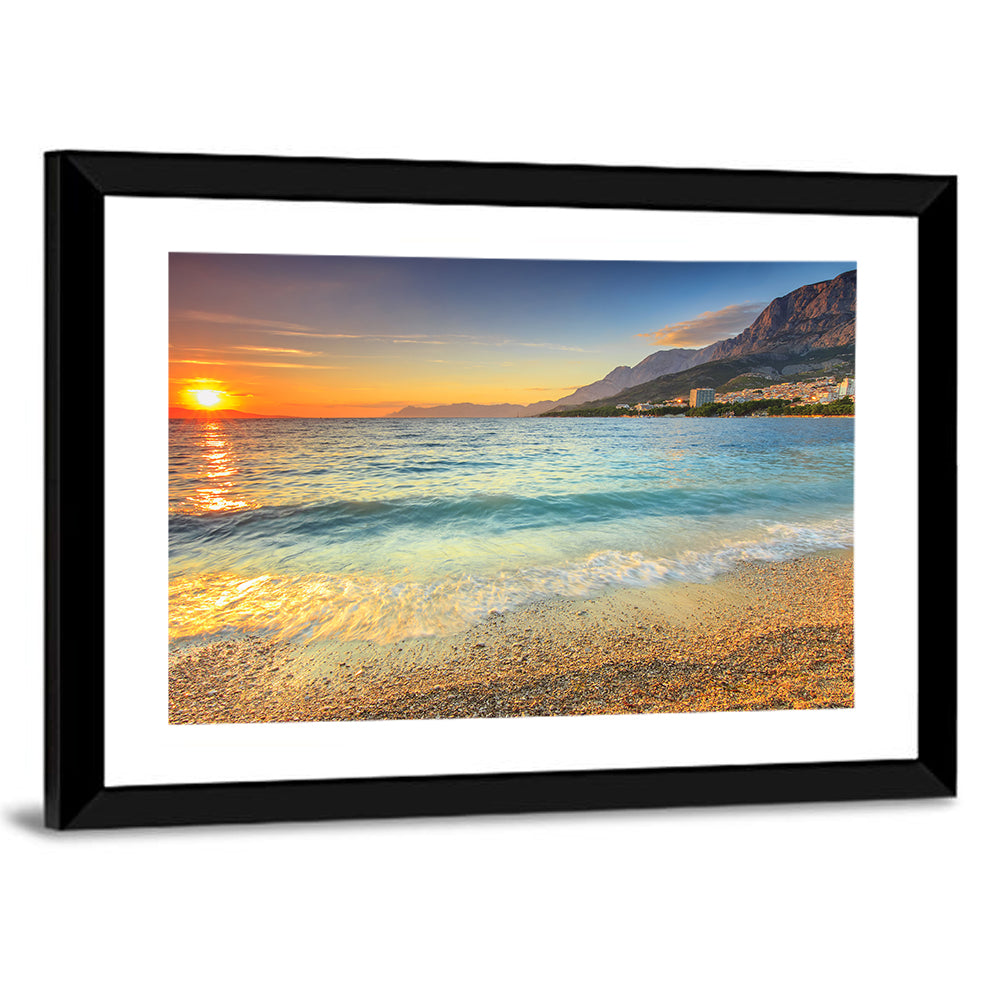 Makarska Pebble Beach Sunset Wall Art