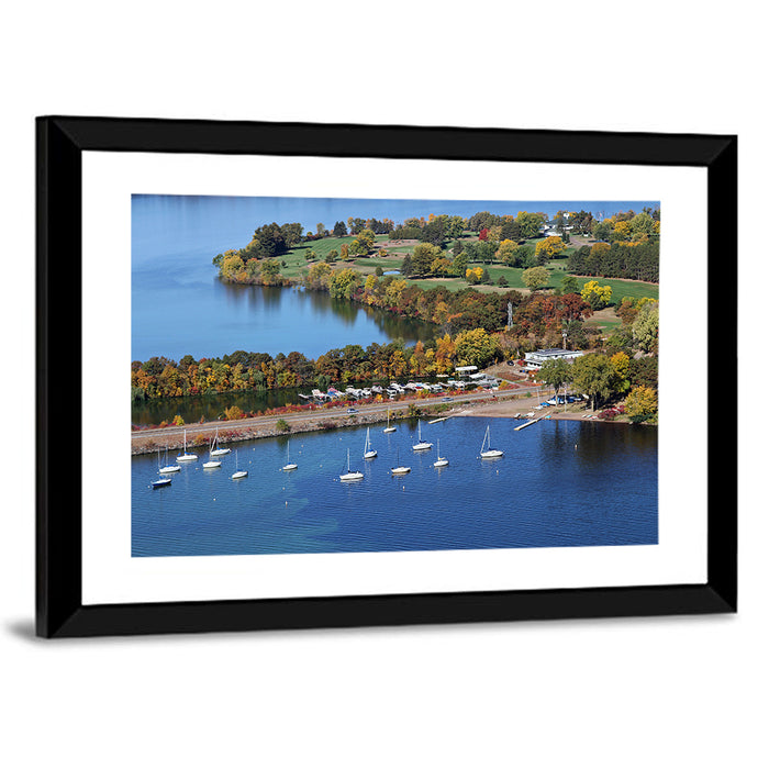 Lake Wissota Aerial Wall Art as a framed print