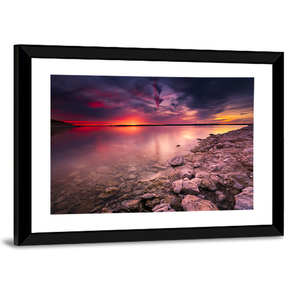 Benbrook Lake Sunset Reflection Wall Art