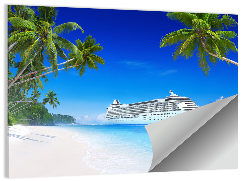 Tropical Beach Cruise Ship Shoreline Wall Art