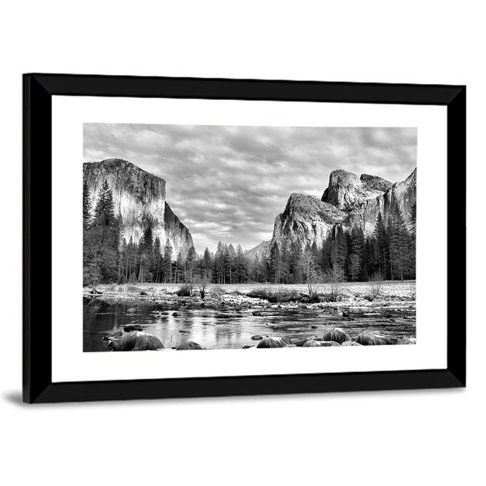 Yosemite Valley Winter View Wall Art as a framed print