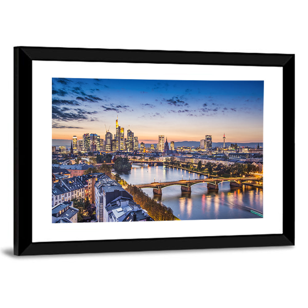 Frankfurt Twilight Skyline Wall Art