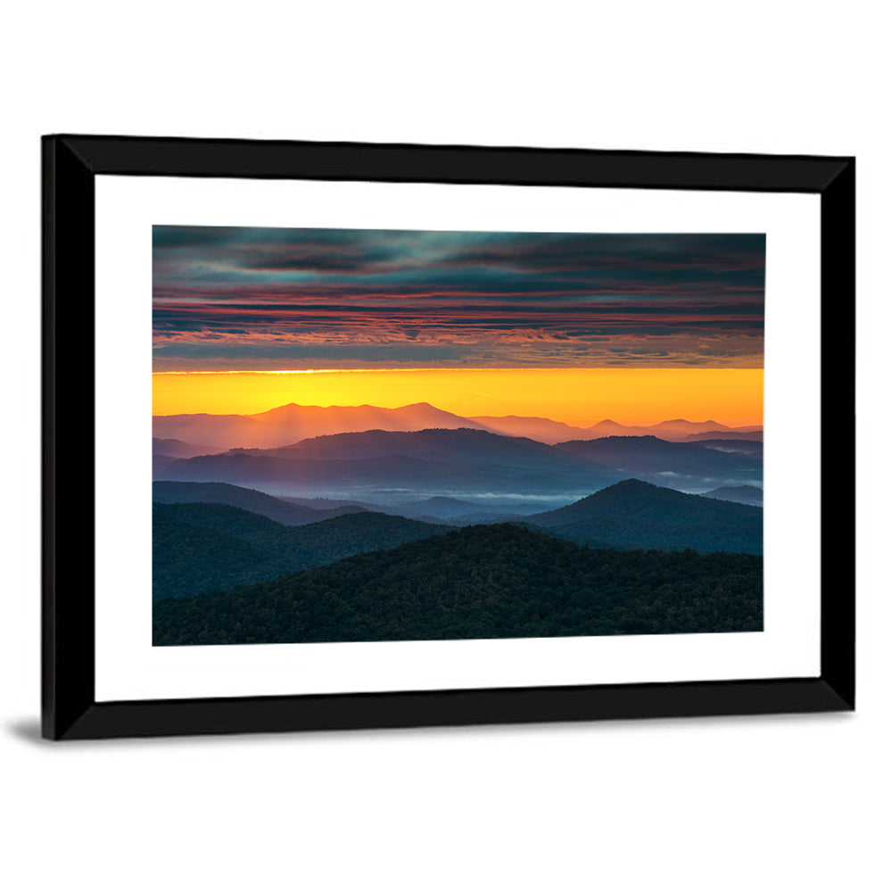Misty Blue Ridge Sunrise North Carolina Wall Art