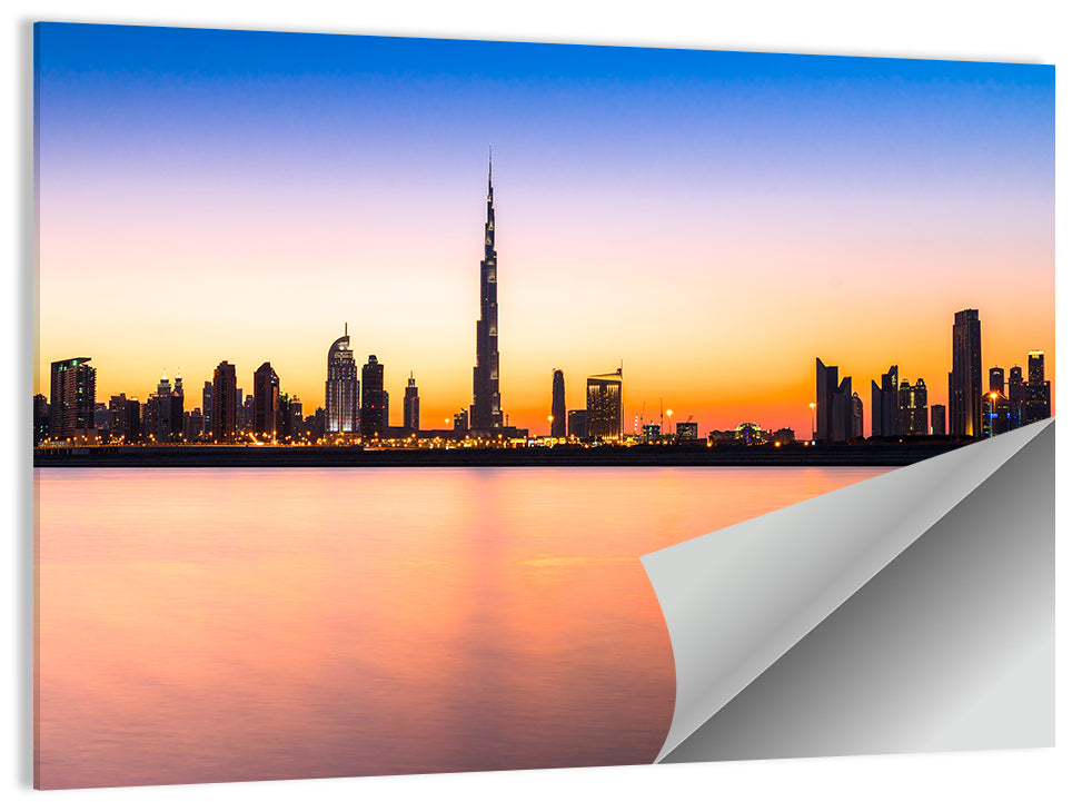 Dubai Skyline at Dusk Wall Art