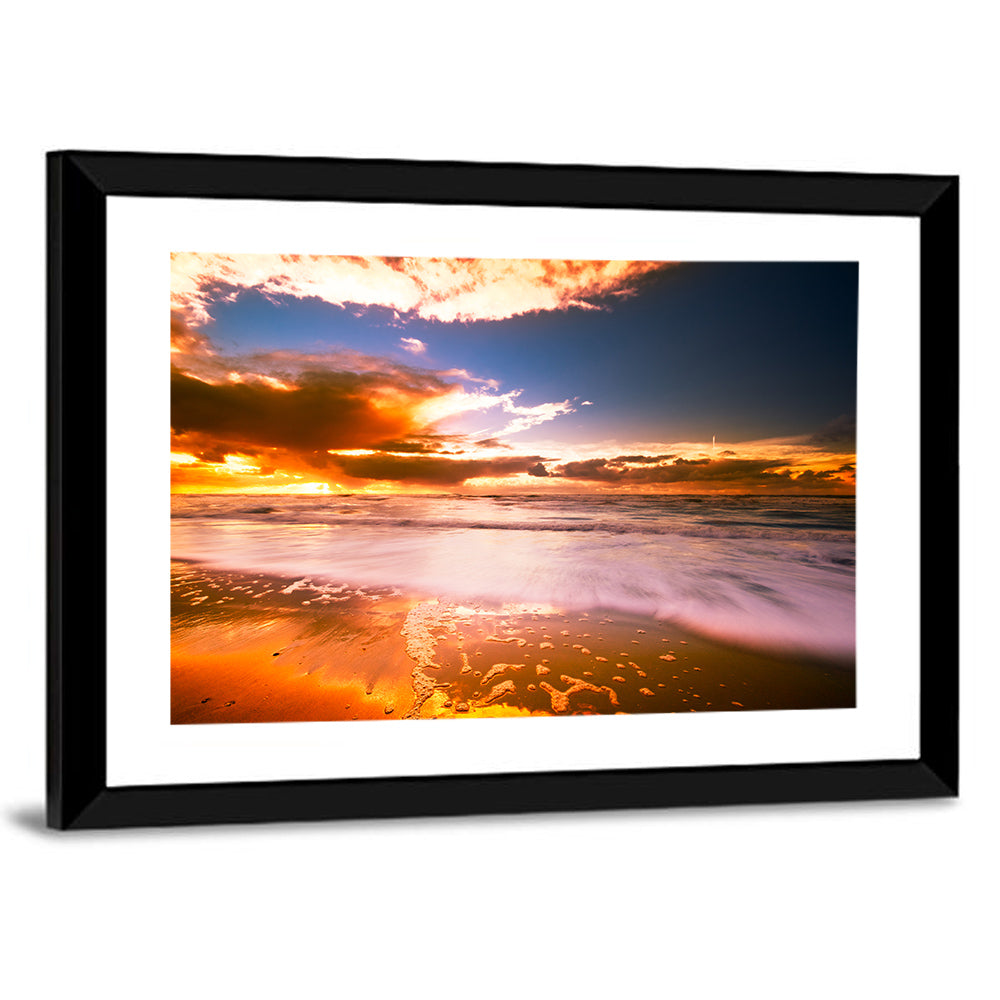 Golden Hour Beach Sunset Wall Art