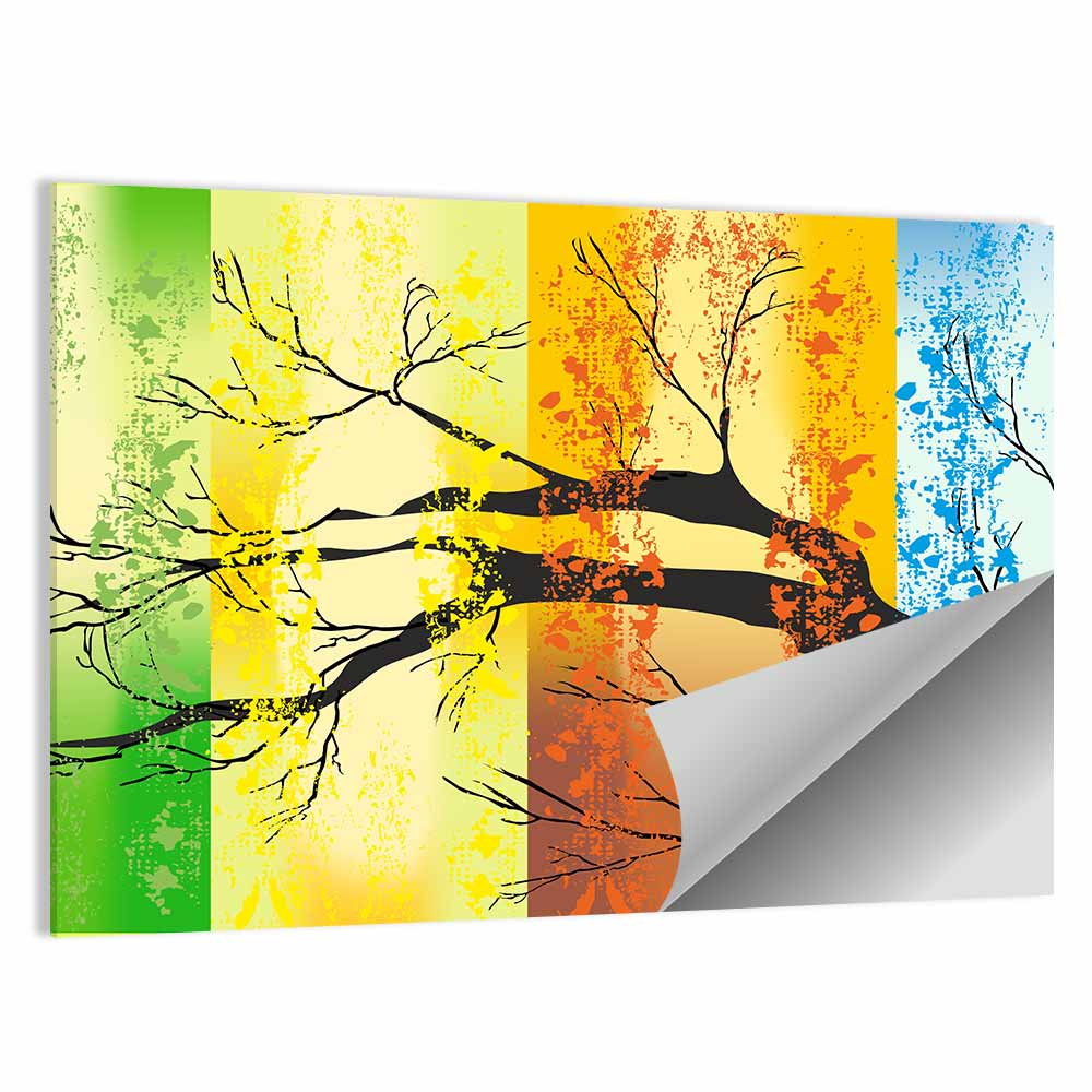 Four Seasons Tree Silhouette Wall Art