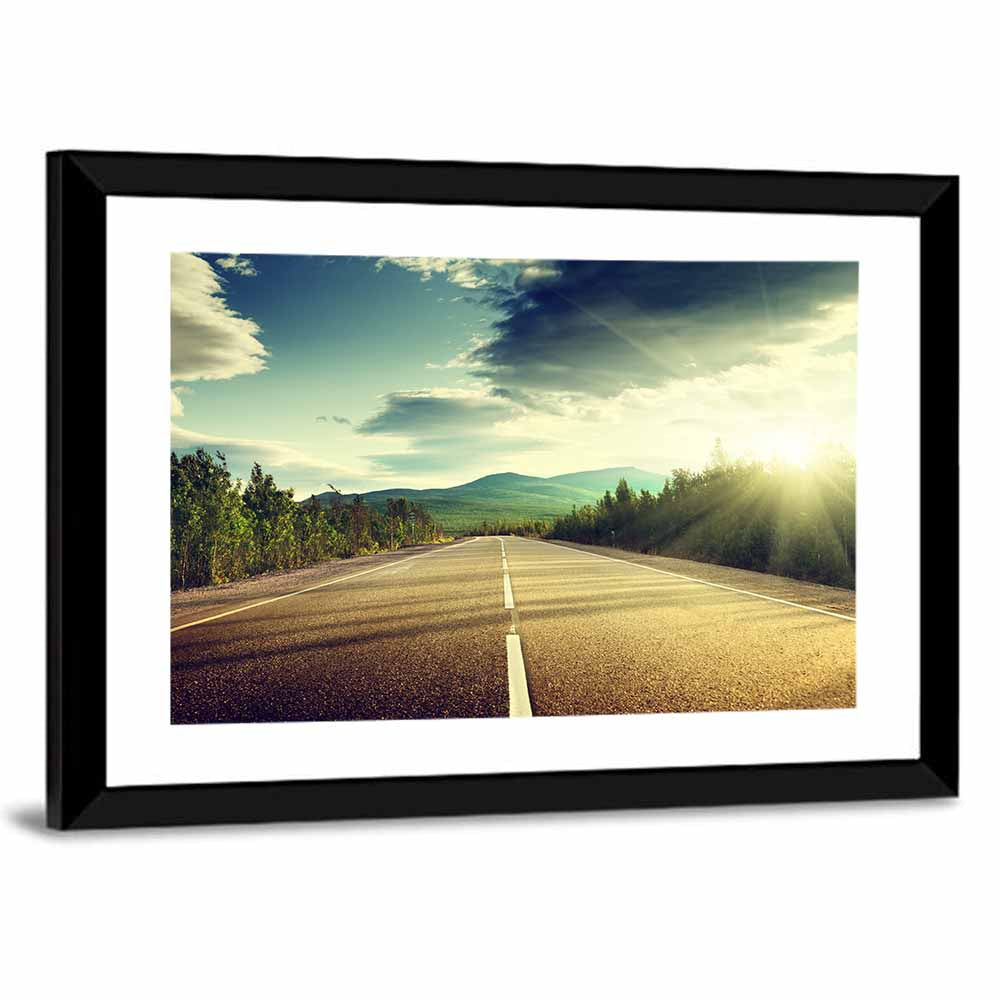 Sunlit Asphalt Road Wall Art