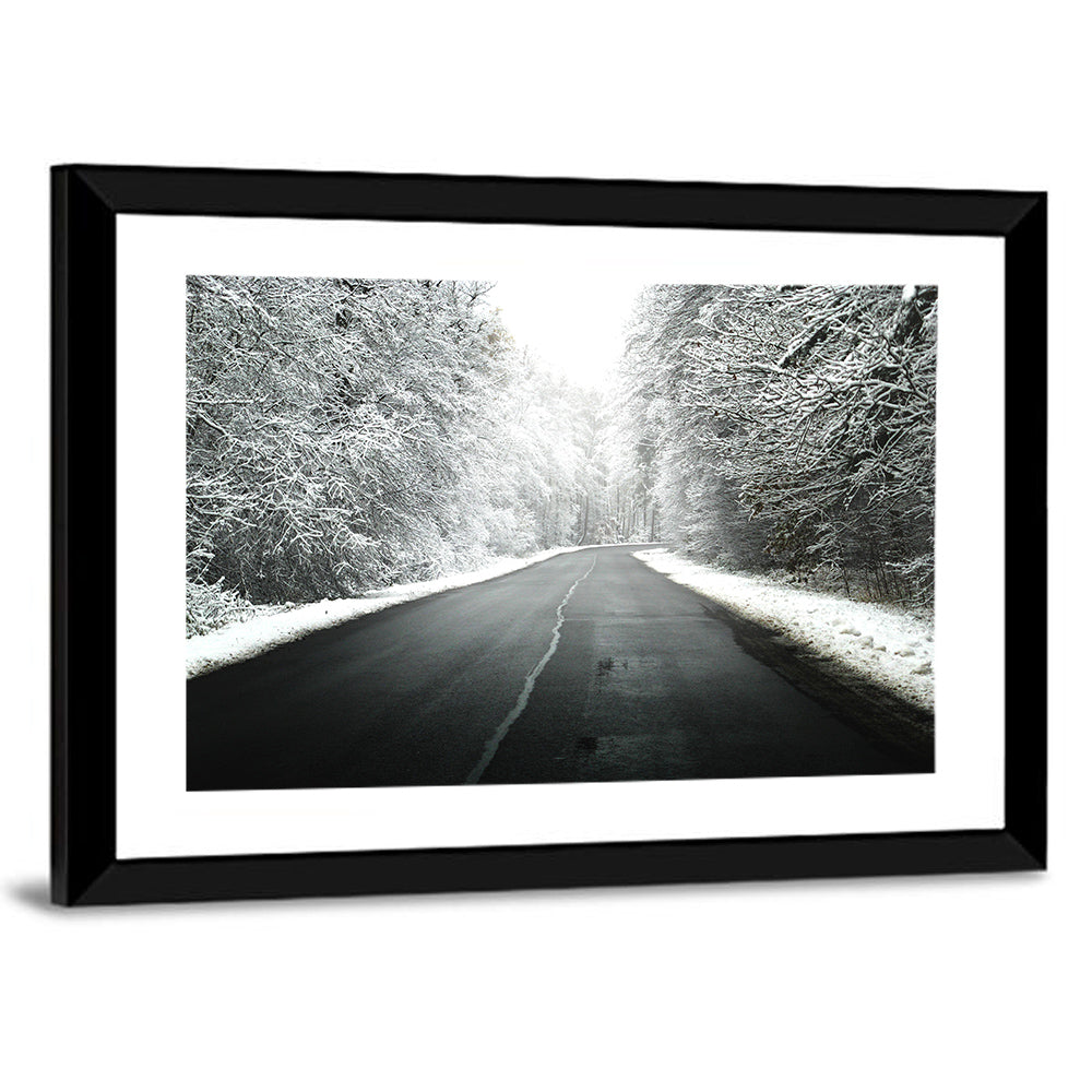 Foggy Winter Road Wall Art