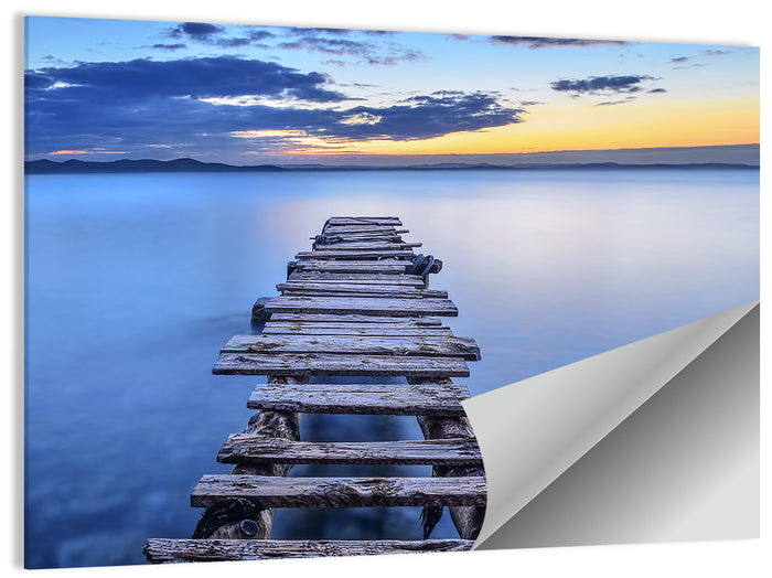 Weathered Lake Pier at Dusk Wall Art as a poster print