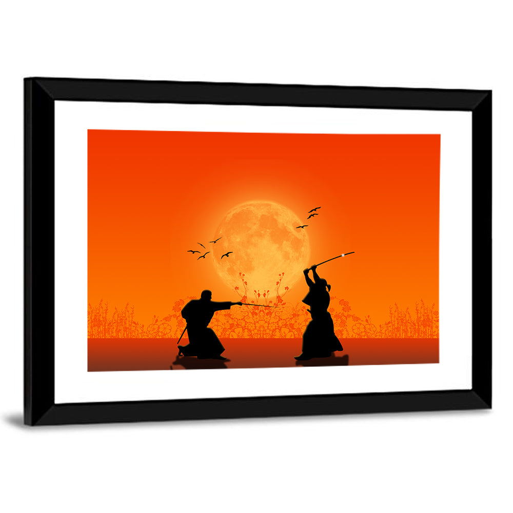 Moonlit Samurai Duel Wall Art