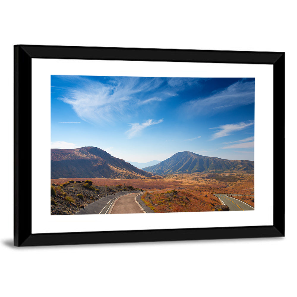 Mount Aso Winding Road Wall Art