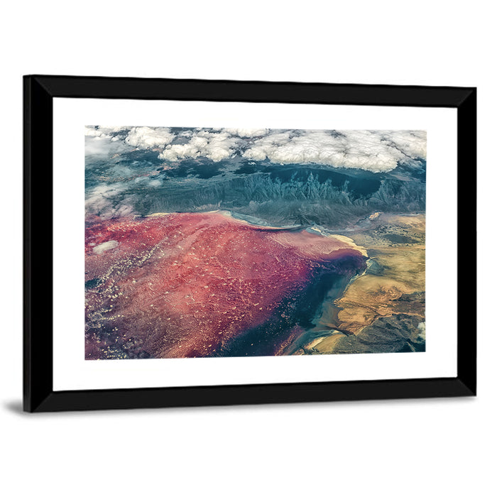 Lake Natron Aerial View Wall Art as a framed print