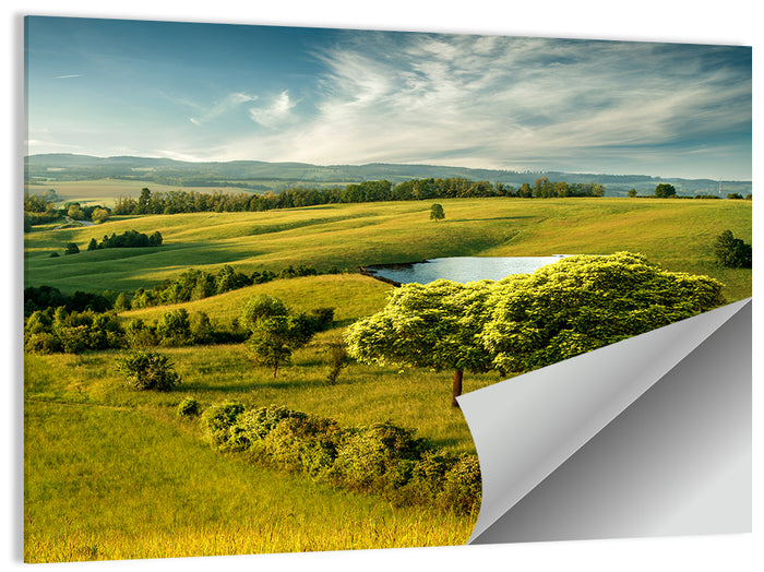 Rolling Hills with Pond Wall Art as a poster print