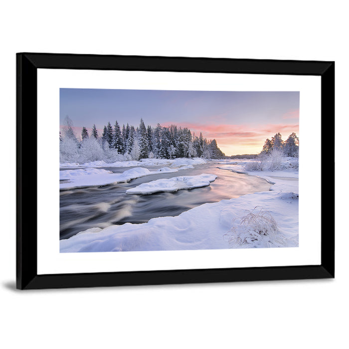 Kiiminkijoki Winter Sunrise Wall Art as a framed print