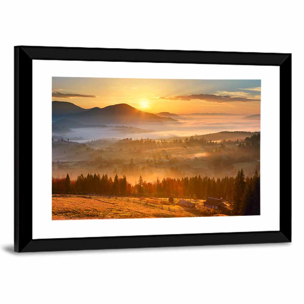 Mountain Village Sunrise Wall Art