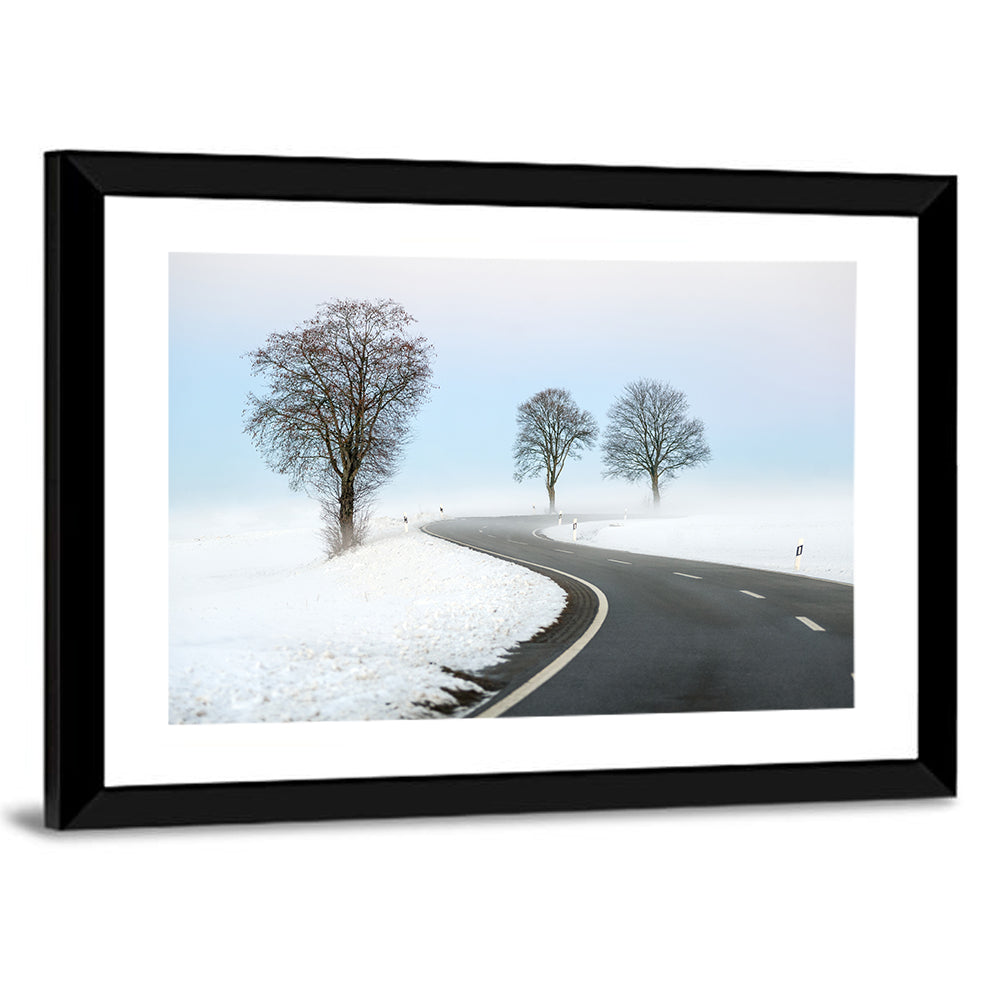 Foggy Winter Road Wall Art