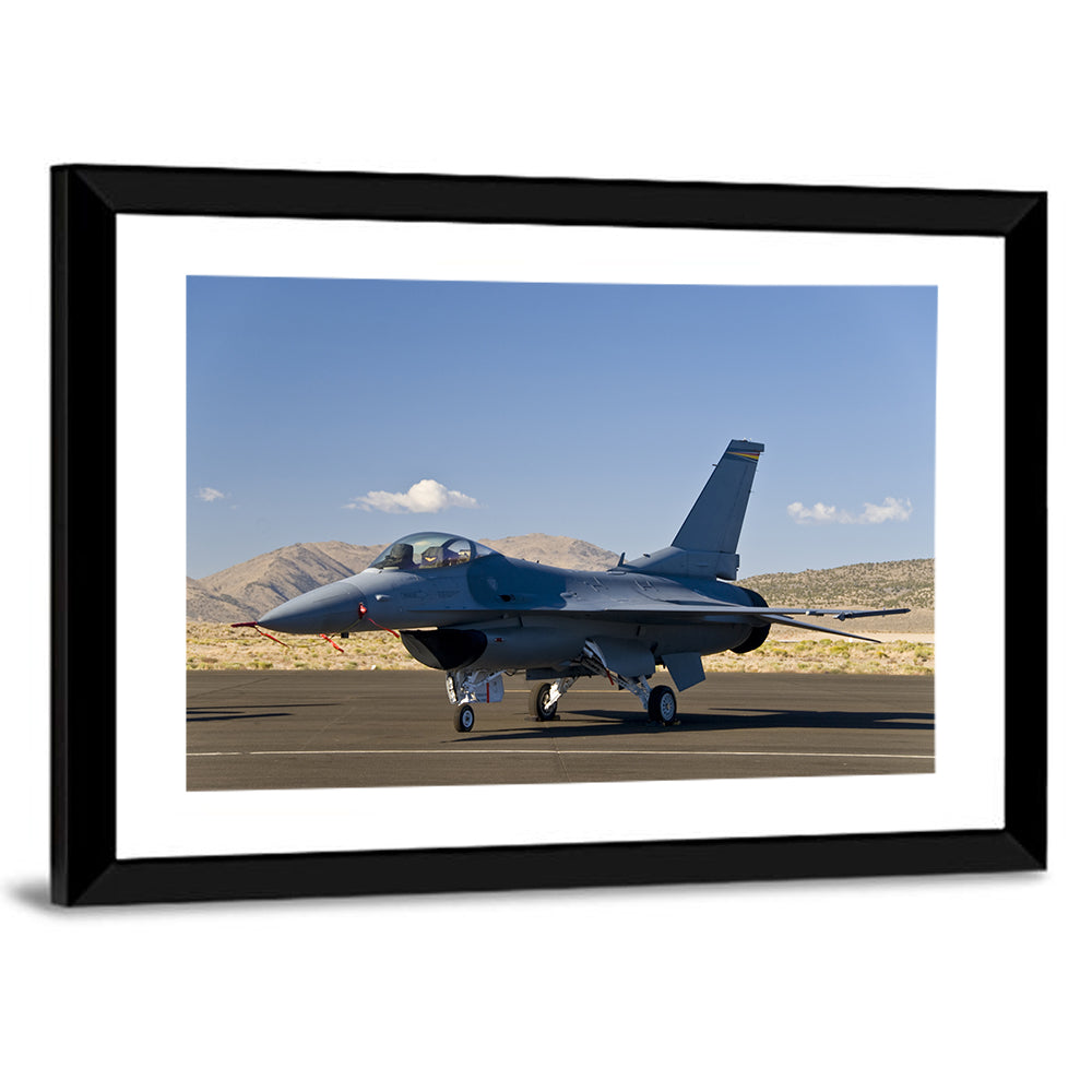 Fighter Jet Side Profile on Runway Wall Art