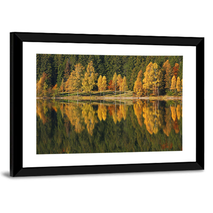 Saint Anna Lake Autumn Reflection Wall Art as a framed print