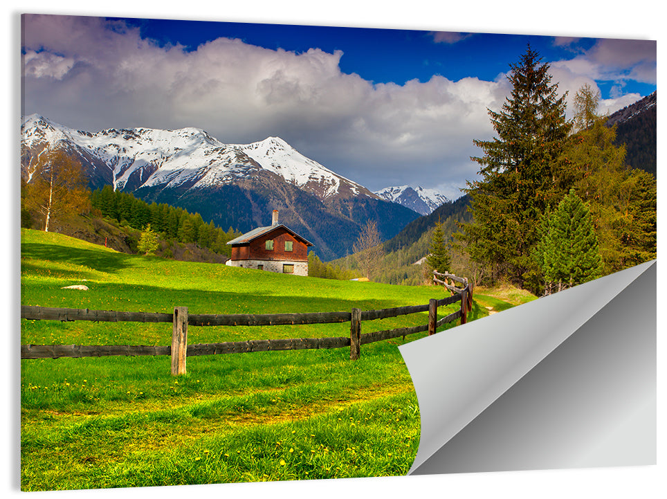 Alpine Meadow Cabin, Swiss Alps Wall Art