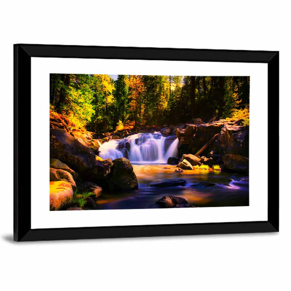 Autumn Mountain Waterfall Wall Art