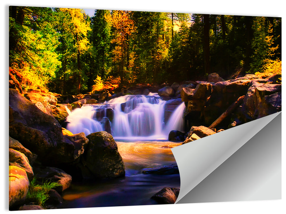 Autumn Mountain Waterfall Wall Art