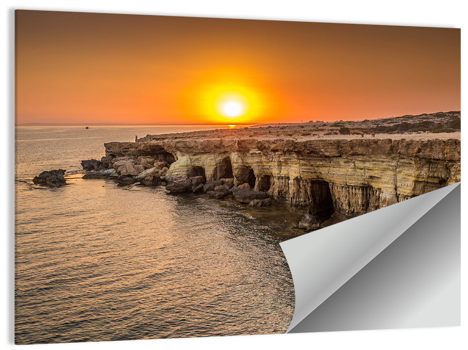 Sunset Over Sea Caves Wall Art
