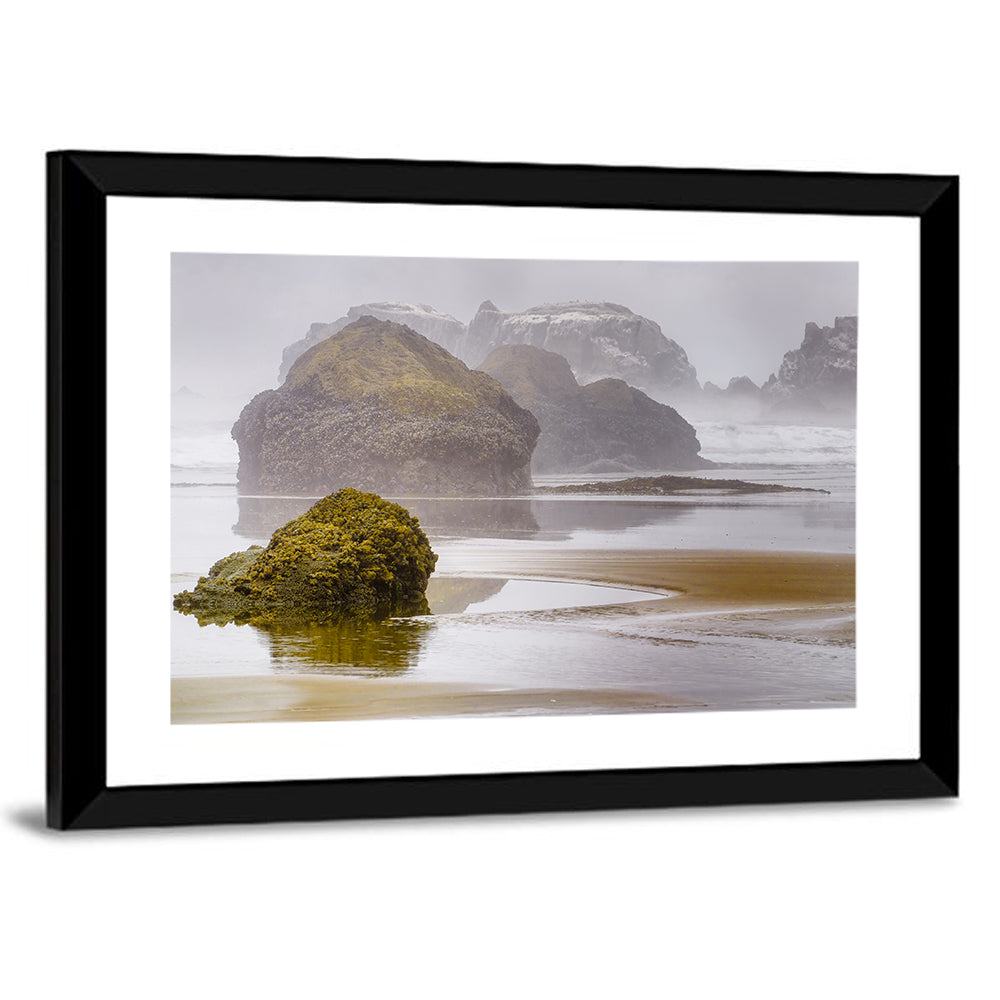 Misty Oregon Sea Stacks Wall Art