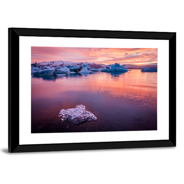 Jökulsárlón Dusk Lagoon Wall Art as a framed print