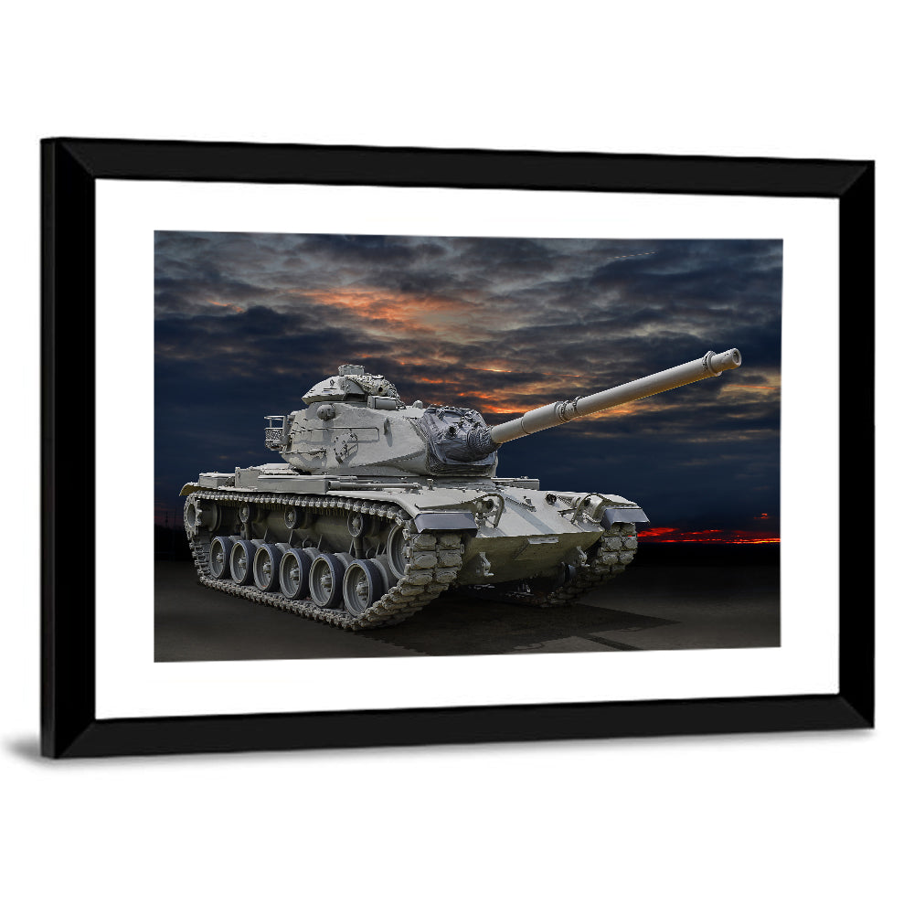 Military Tank on Petrol Wall Art