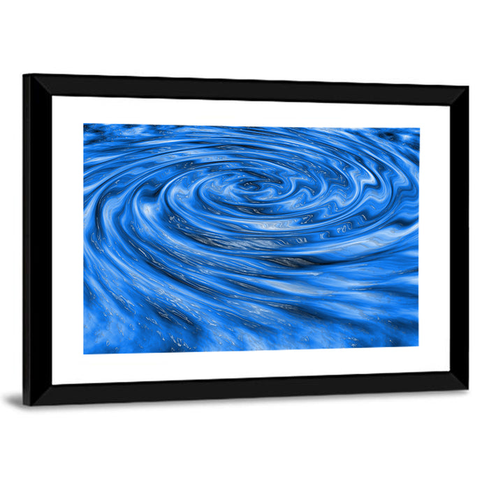 Azure Water Vortex Wall Art as a framed print
