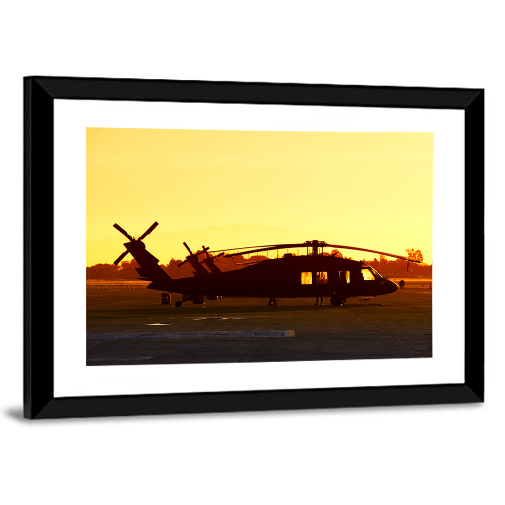 Row of Military Helicopters at Dusk Wall Art