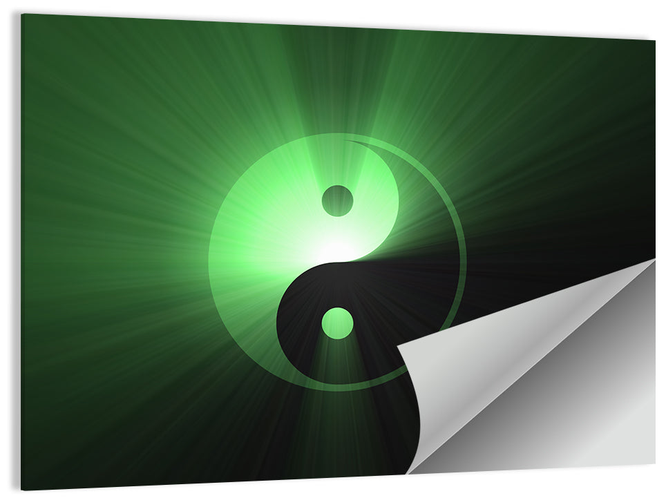 Green Glowing Yin Yang Wall Art