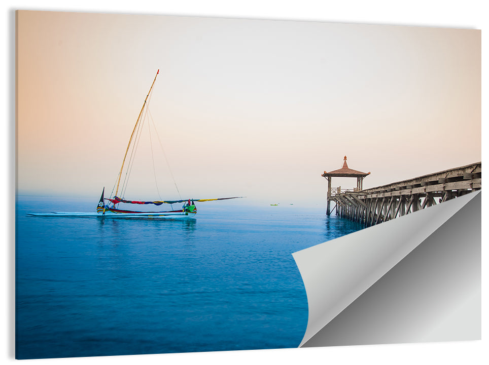 Outrigger Boat and Pier Wall Art