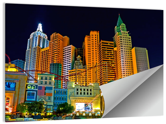 Las Vegas Big Apple Coaster at Night Wall Art as a poster print
