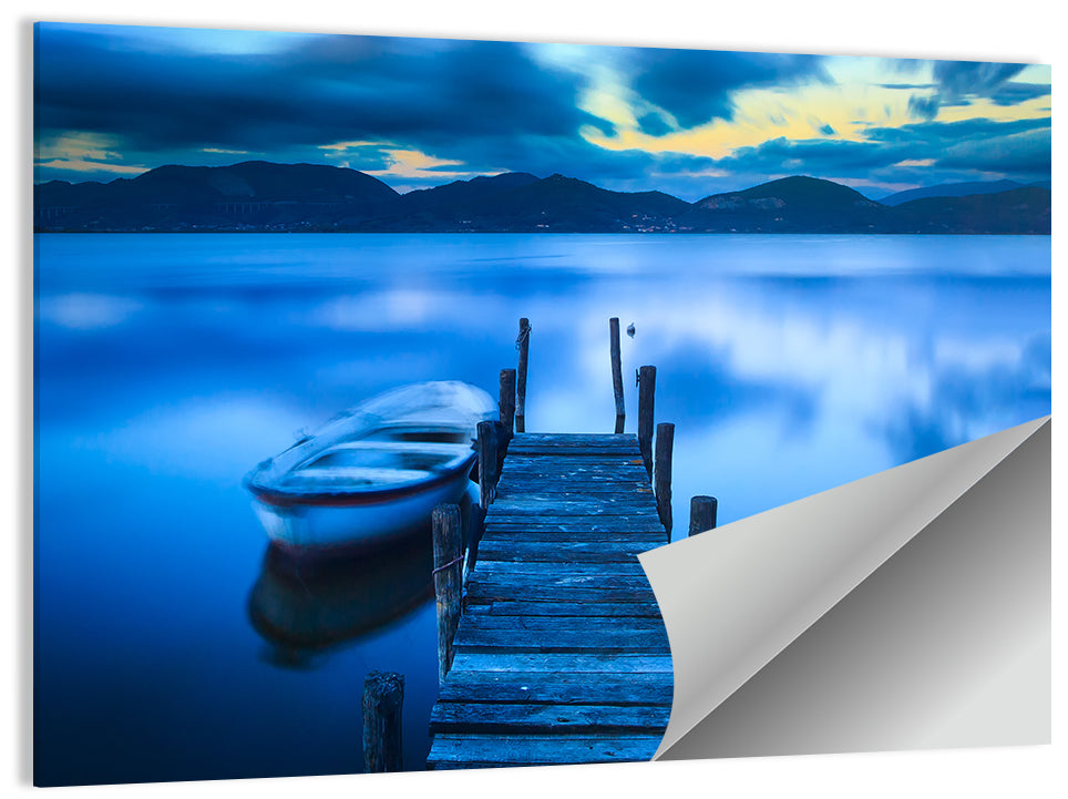 Boat and Wooden Pier Wall Art