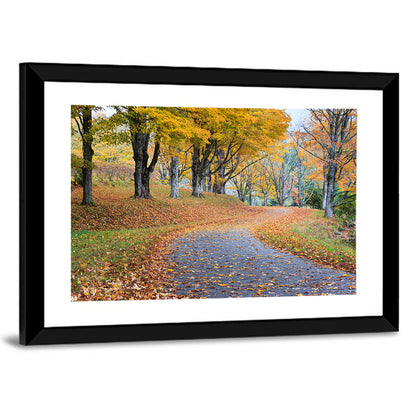 Autumn Leaves on Road Wall Art