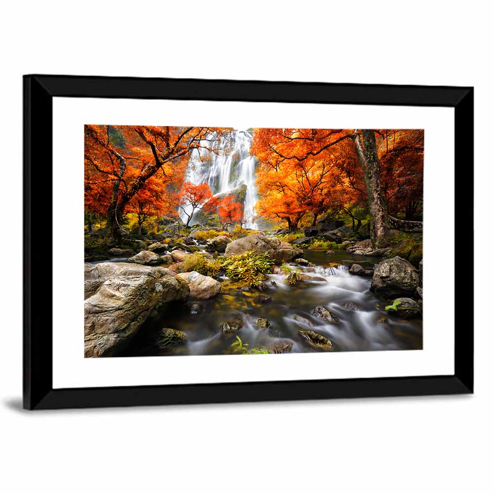 Autumn Forest Waterfall Wall Art