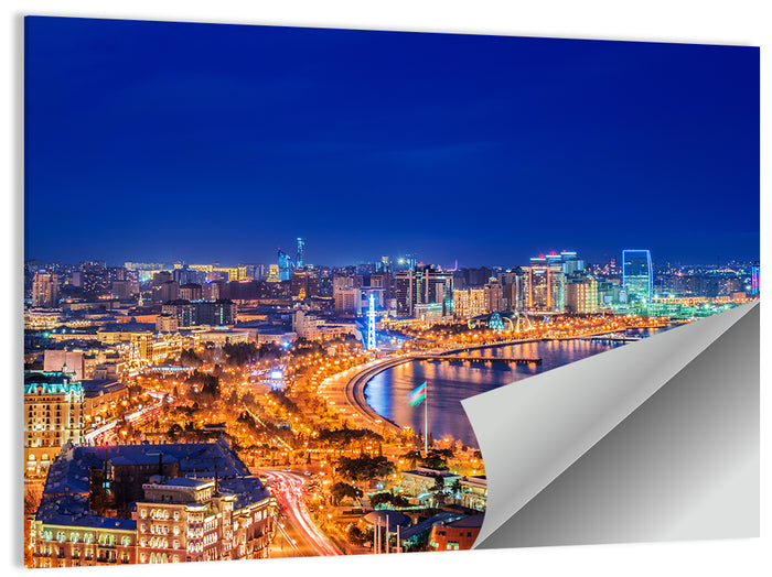 Baku Night Skyline Wall Art as a poster print