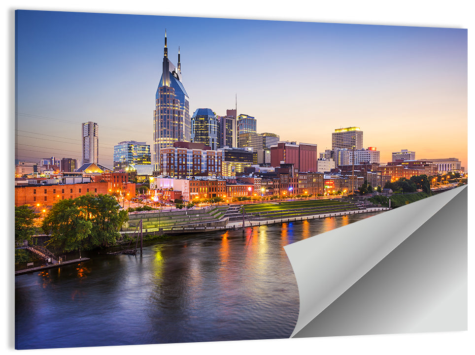 Nashville Skyline Over the Cumberland River Wall Art