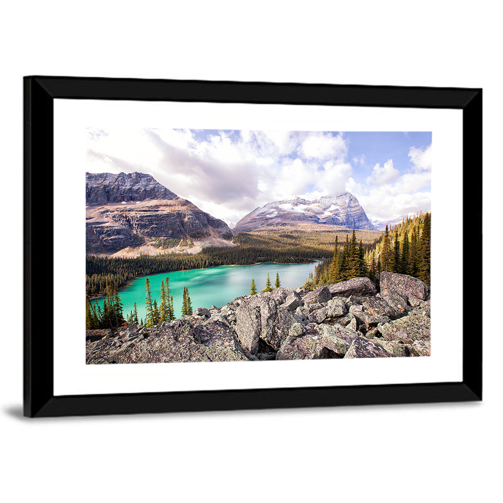 Lake Ohara Rocky Shore Wall Art, framed print, landscape