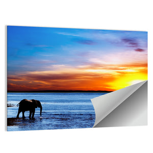 Elephant & Beach Sunset Wall Art