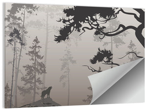 Forest & Howling Wolf Wall Art
