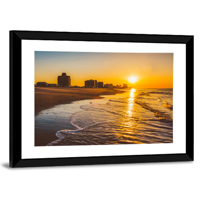 Ventnor Beach Sunrise Reflection Wall Art as a framed print