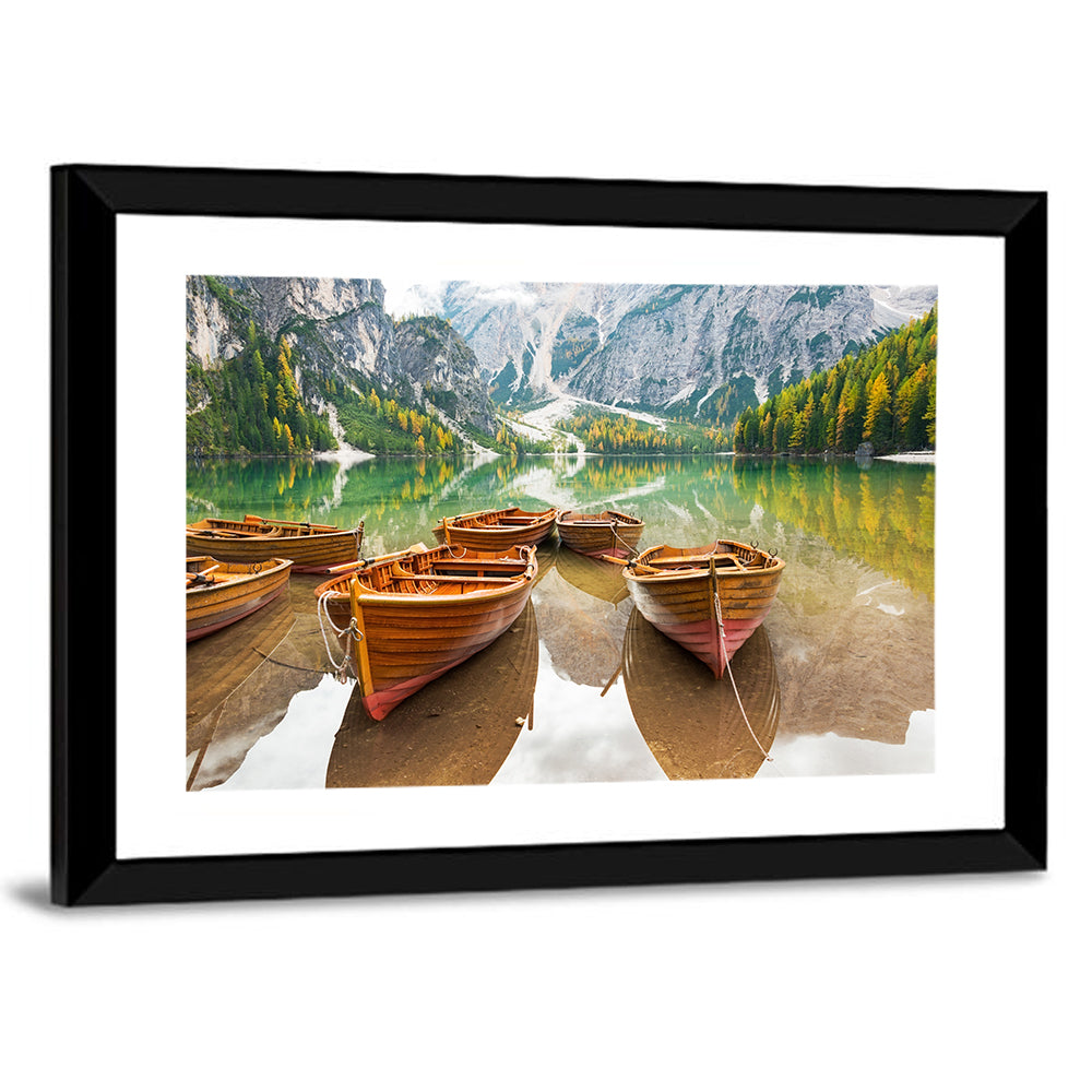 Rowboats on Lake Braies Wall Art