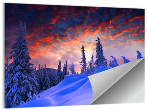 Snowy Mountain Sunset Wall Art