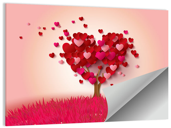 Whimsical Heart Tree Illustration Wall Art as a poster print